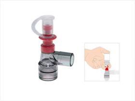 TUBE INHALER - for  application of MDI canisters on intubated patients, spray application during inspiration, no interruption of ventilation, suction port (max. 16 Fr), reusable