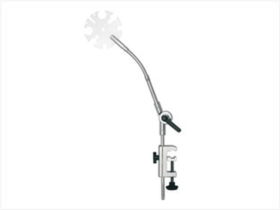 A height adjustable support arm with one joint and a flexible flexshaft. The system offers a customer specific selection of the clamp and holder.